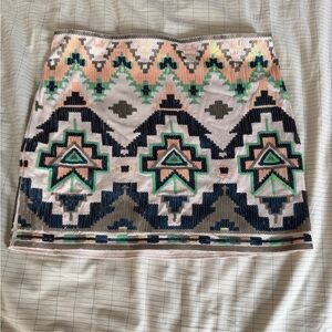 Express women’s Aztec Tribal sequined mini skirt-size XS